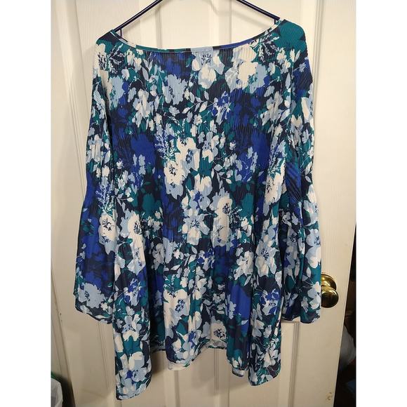 Jessica London Woman 22W Blouse Pullover Belle Flare 3/4 Sleeve Floral Baby Doll - Picture 8 of 8